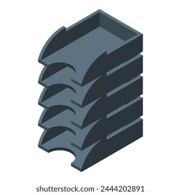 Rack paper tray icon isometric vector. Folder desk shelf. Box data letter