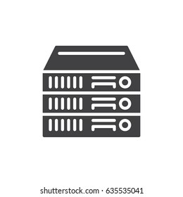 Rack Servers icon vector, filled flat sign, solid pictogram isolated on white. Symbol, logo illustration. Pixel perfect