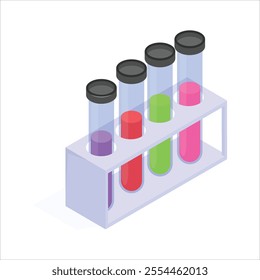 Rack of test tubes for medical experiments and lab work