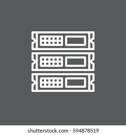 Rack units, servers line icon, outline vector sign, linear white pictogram. Symbol, logo illustration. Editable stroke. Pixel perfect