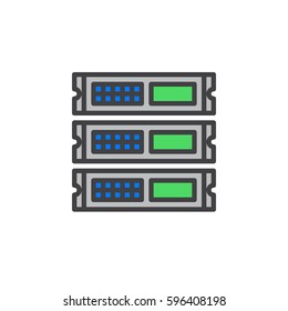 Rack units, servers line icon, filled outline vector sign, linear colorful pictogram isolated on white. Symbol, logo illustration. Editable stroke. Pixel perfect