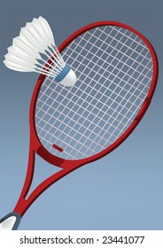 racket for badminton and shuttlecock