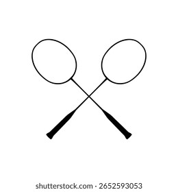 Racket Badminton Silhouette, can use for Logo, Apps, Pictogram, Sport News Illustration, or Graphic Design Element. Vector Illustration 