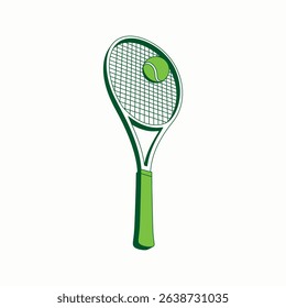 Racket and ball. Color stylized illustration on a white background. Vector graphics.