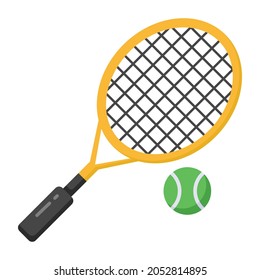 Racket with ball, flat design of tennis icon