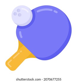 Racket with ball, flat icon of table tennis 