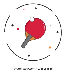 Racket and ball for ping-pong in flat-line design. Table tennis in
modern style vector illustration. Isolated on white background. Ping-pong and ball set.
