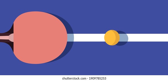 racket and ball for playing ping pong