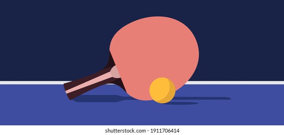 racket and ball for playing ping pong