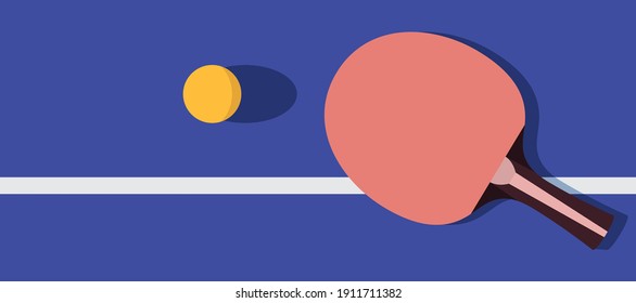 racket and ball for playing ping pong