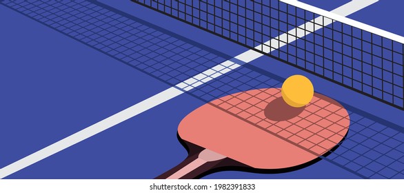 racket and ball for playing ping pong