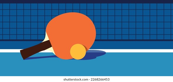 racket and ball for playing ping pong