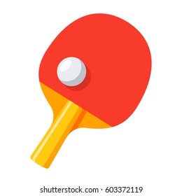 Racket and ball for playing table tennis, vector illustration in flat style
