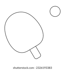 Raqueta y pelota. Esbozo. Equipamiento de ping-pong. Ilustración vectorial. Fondo blanco aislado. Estilo Doodle. 