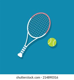 Racket and ball  tennis flat icon  vector illustration eps10  
