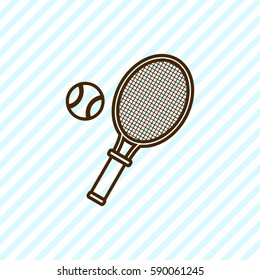 Racket and ball tennis flat icon vector