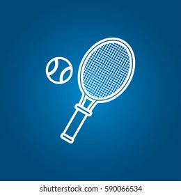 Racket and ball tennis flat icon vector