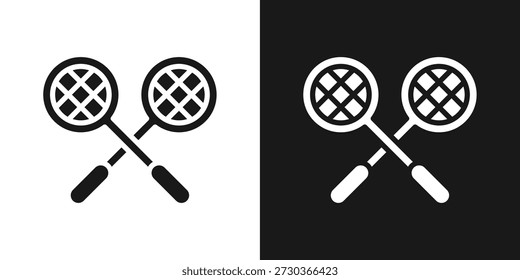 Icono De La Raqueta En Estilo Glifo Blanco Y Negro