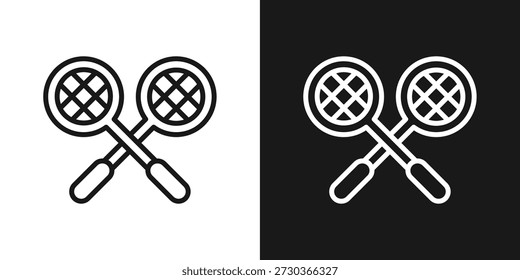 Icono de la raqueta en estilo de línea blanco y negro