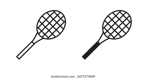 Ícone de raquete com traçado editável e pacote de vetor plano