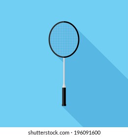 Racket icon. Flat design style modern vector illustration. Isolated on stylish color background. Flat long shadow icon. Elements in flat design.