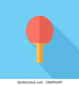 Racket icon. Flat design style modern vector illustration. Isolated on stylish color background. Flat long shadow icon. Elements in flat design.