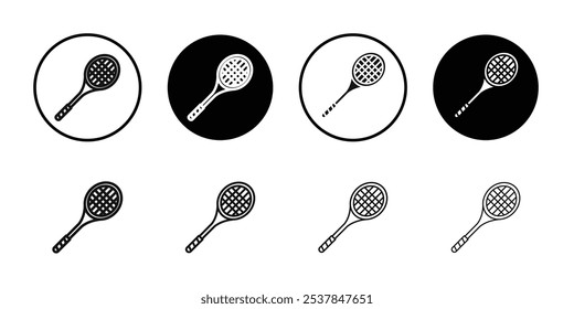 Racket icon Flat simple outline set