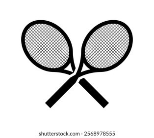 Racket for large tennis icons. Silhouette style. Vector icons.