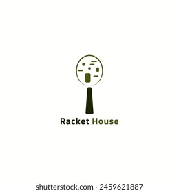 Racket logo with house shape.