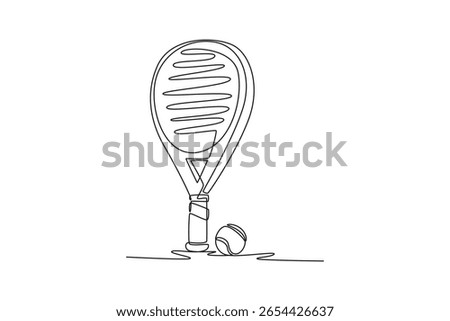 racket and paddle ball. padel concept. Single line draw design. Vector graphic illustration