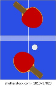 Racket for playing table tennis vector image. Racket and ball for table tennis. Sport equipment. Sports tournament. Player athlete. Poster. Booklet. Template for text. Background image. Vector.
