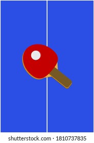 Racket for playing table tennis vector image. Racket and ball for table tennis. Sport equipment. Sports tournament. Player athlete. Poster. Booklet. Template for text. Background image. Vector.