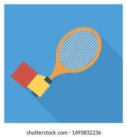 racket for playing tennis flat icon  