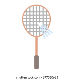 Racket and Shuttlecock flat icon, vector sign, colorful pictogram isolated on white. Badminton Symbol, logo illustration. Flat style design