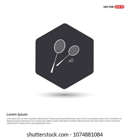 Racket Shuttlecock Icon Hexa White Background icon template