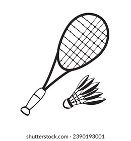 Racket and Shuttlecock illustration design. Racket and shuttlecock vector icon.