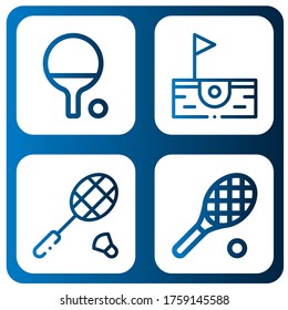 racket simple icons set. Contains such icons as Ping pong, Birdie, Badminton, Tennis, can be used for web, mobile and logo