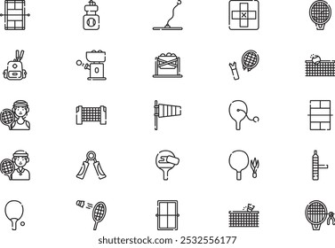 Racket sports icons collection is a vector illustration with editable stroke.