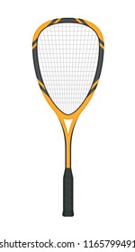 Racket for squash, detailed with a shadow in a flat style