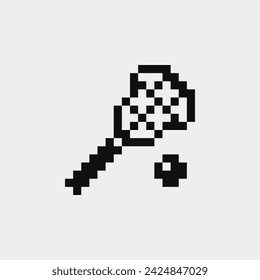Racket, sticks and ball 1 bit games sport Pixel art icon. Design for logo game, sticker, web, mobile app, badges and patches. 