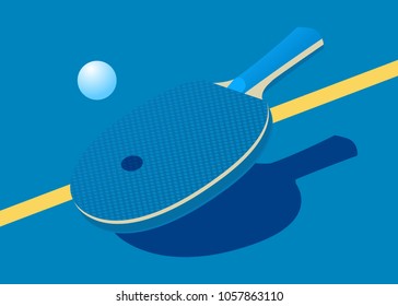 Racket for table tennis and ball. Vector illustration
