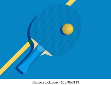 Racket for table tennis and ball. Vector illustration