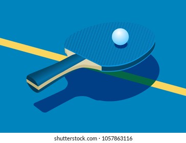 Racket for table tennis and ball. Vector illustration