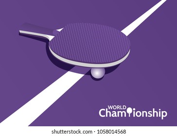 Racket for table tennis and ball. Vector illustration