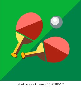 Racket for table tennis on a color background. Picture style flat