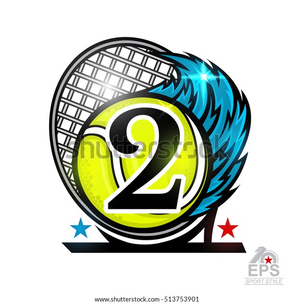 Racket Tennis Ball Number Two Second Stock Vector (Royalty Free