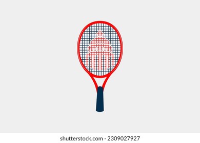 Racket tennis captiol logo design template element vector