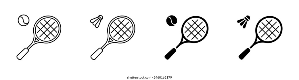 Racket, tennis icon. Badminton, tennis sport icons set. Vector tennis game icon