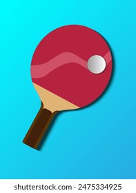 Racket tennis for ping pong and white ball. Red rackets. Balls white. Vector Illustration EPS10.