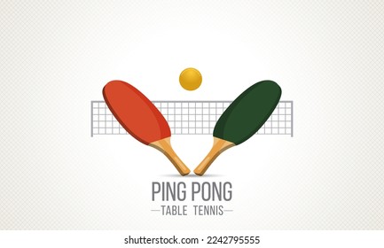 Rackets and a ball for playing table tennis. Abstract vector background.